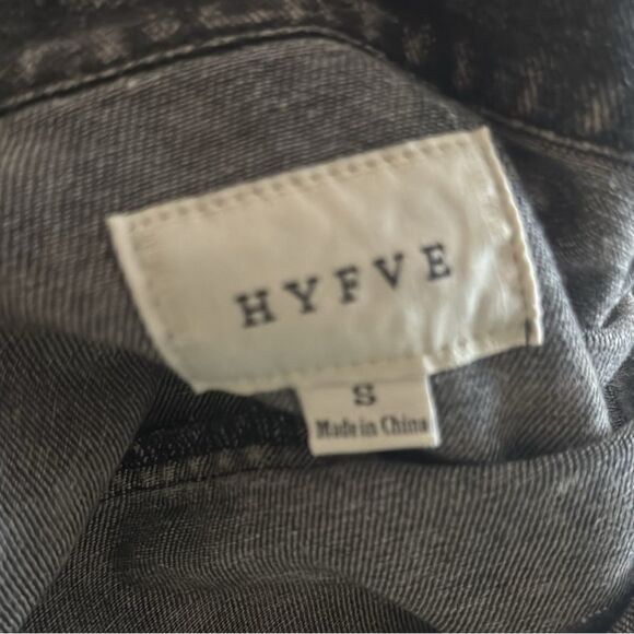 HYFVE Tess Acid Washed Distressed Denim Jacket in Black Denim 100% Cotton Size S - Picture 8 of 10